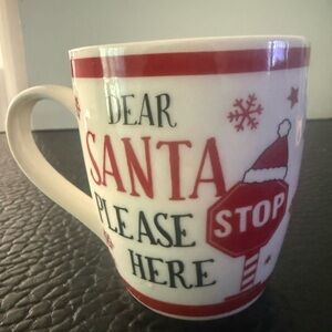 Coffee Mug Cap SCM Home Stoneware "Dear Santa Please Stop Here"